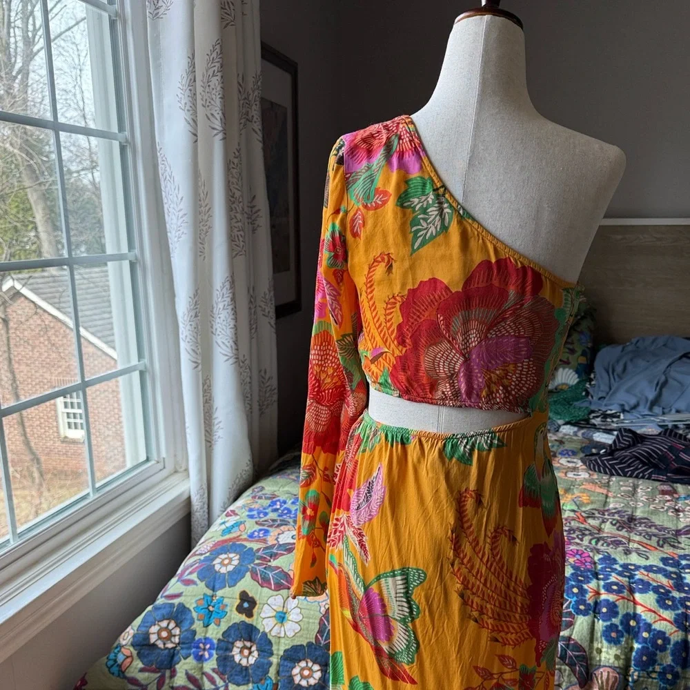 FARM Rio Tangerine Orange Single-Shoulder Printed Maxi Dress - Picture 3 of 11